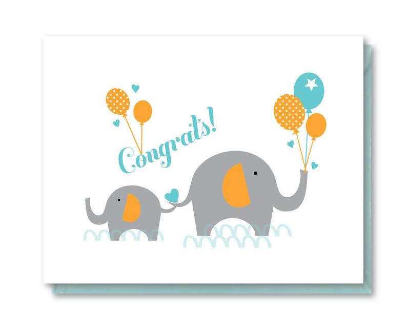 Elephants Baby Card By Doodle Bird Design