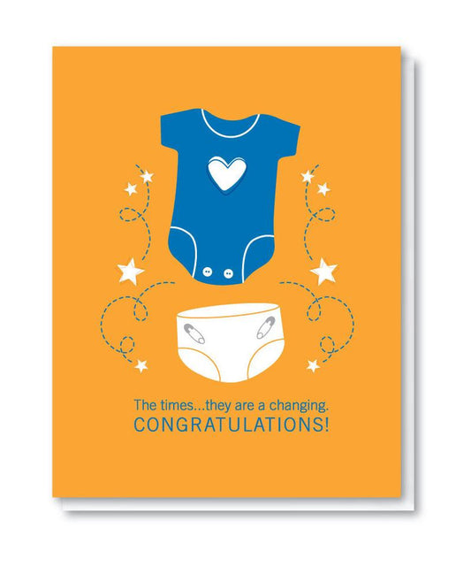 The Times Onesie Baby Card by Doodle Bird Design