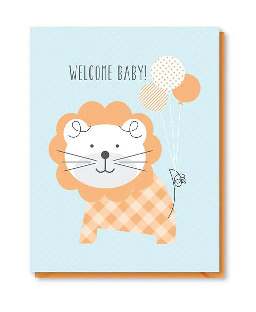 Welcome Baby Lion Card by Doodle Bird Design