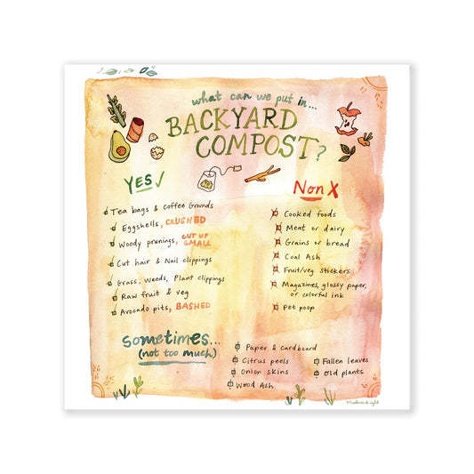 Backyard Compost Art Print 8x8