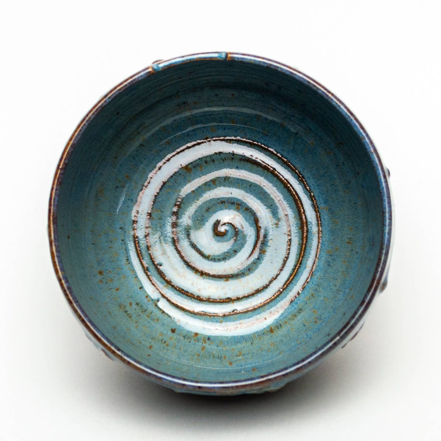 Rice/Noodle Bowl - Handmade Stoneware Clay - Dark Blue Swirl