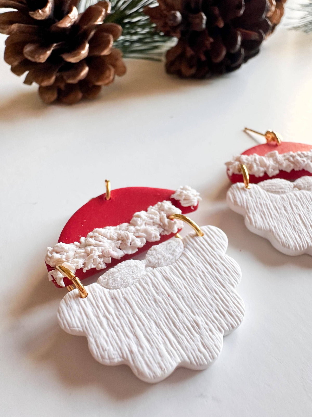 Santa Clay Christmas Statement Everyday Earrings