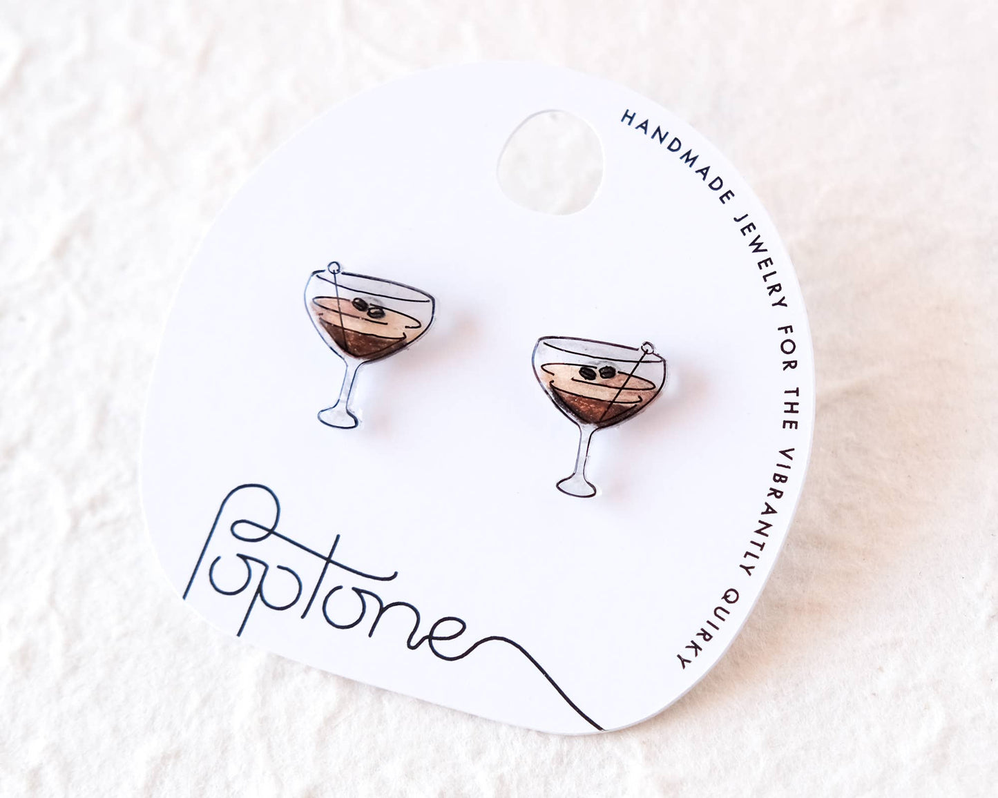 Espresso Martini Stud Earrings – Mini Coffee Cocktail Glass