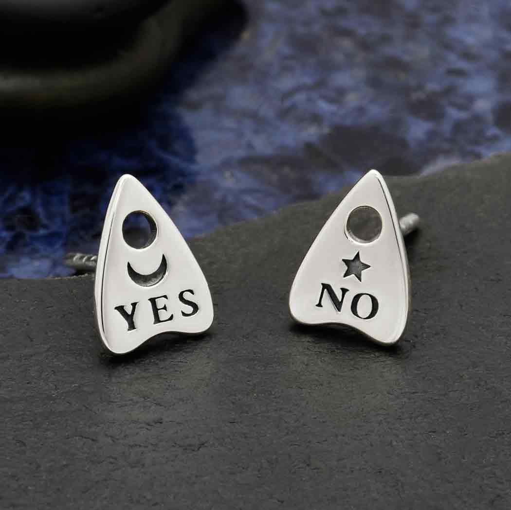 Sterling Silver or Bronze Ouija Post Earrings 9x6mm