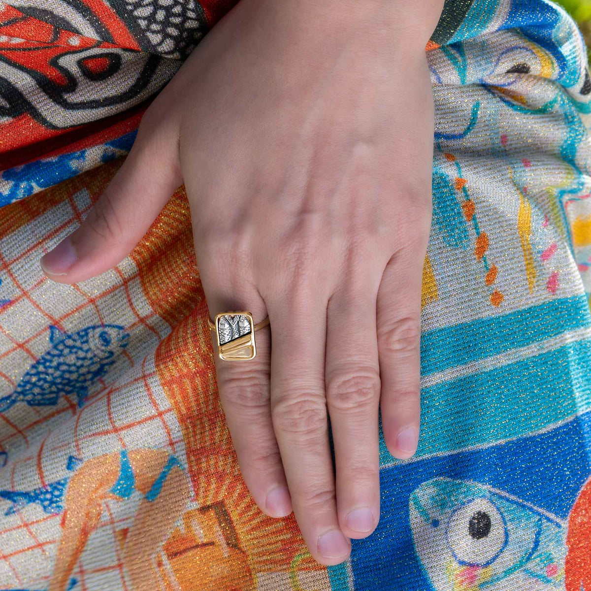 Mixed Metal Sardine Can Ring