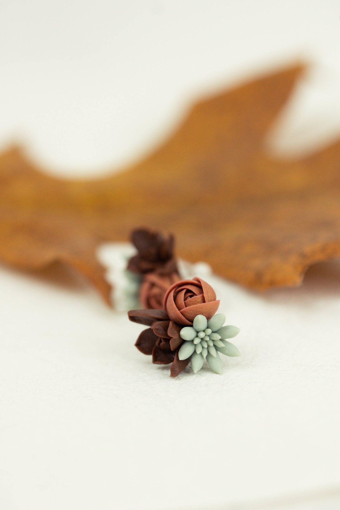 Succulent-Inspired Earrings – Handmade Polymer Clay Jewelry