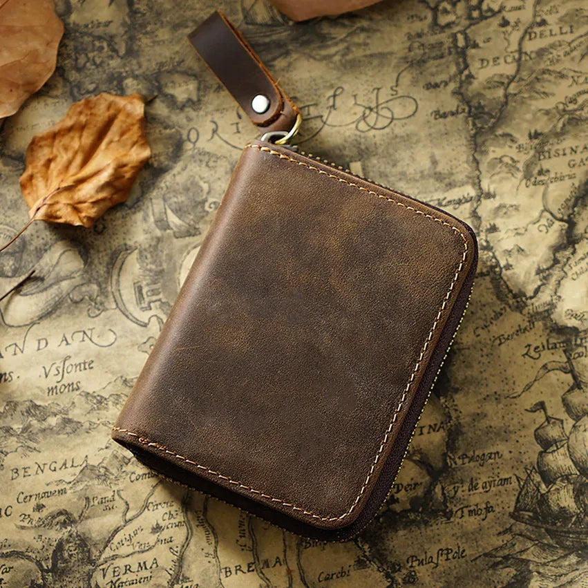 Leather Zip Up Credit Card Holder