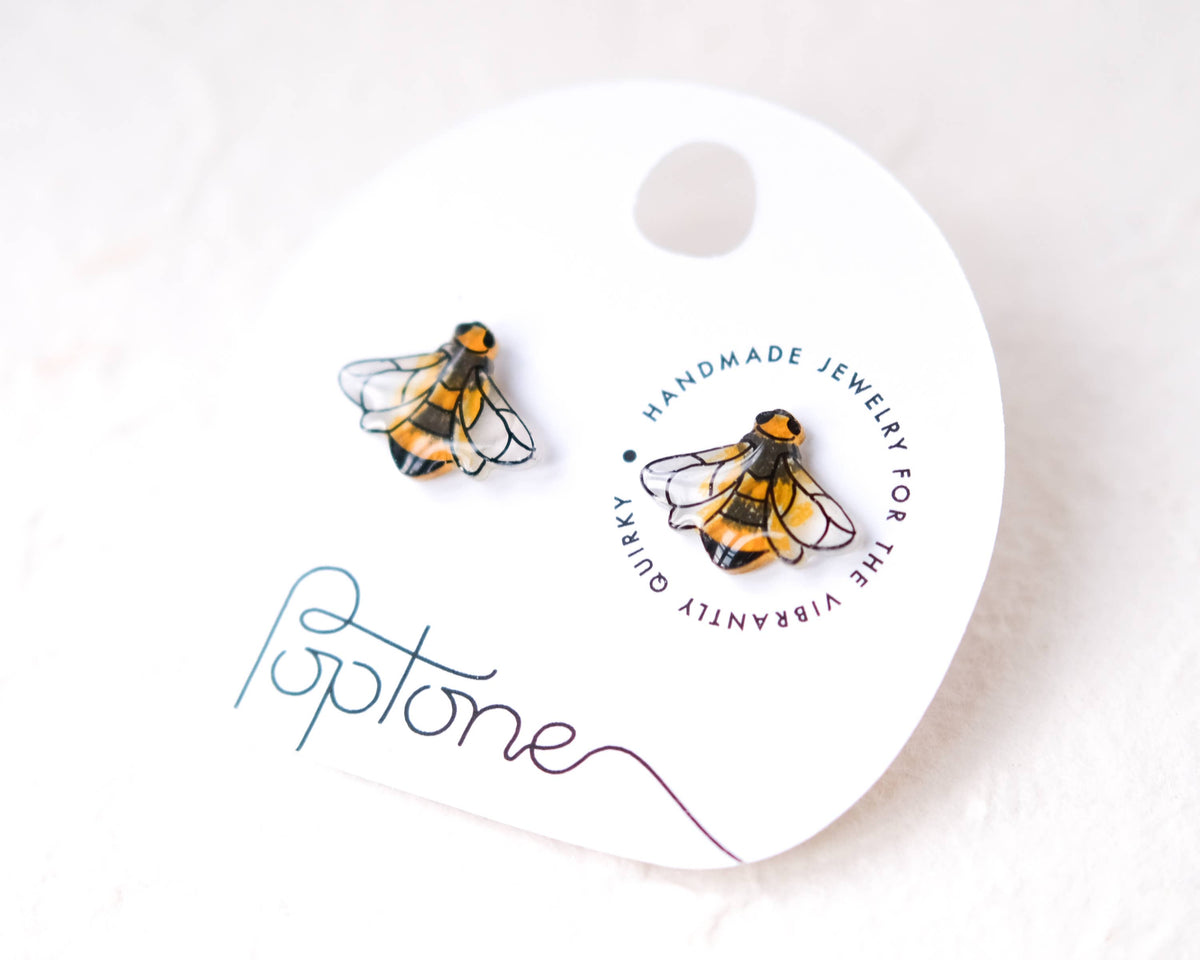 Bee Earrings | Honeybee Insect Bumblebee Studs