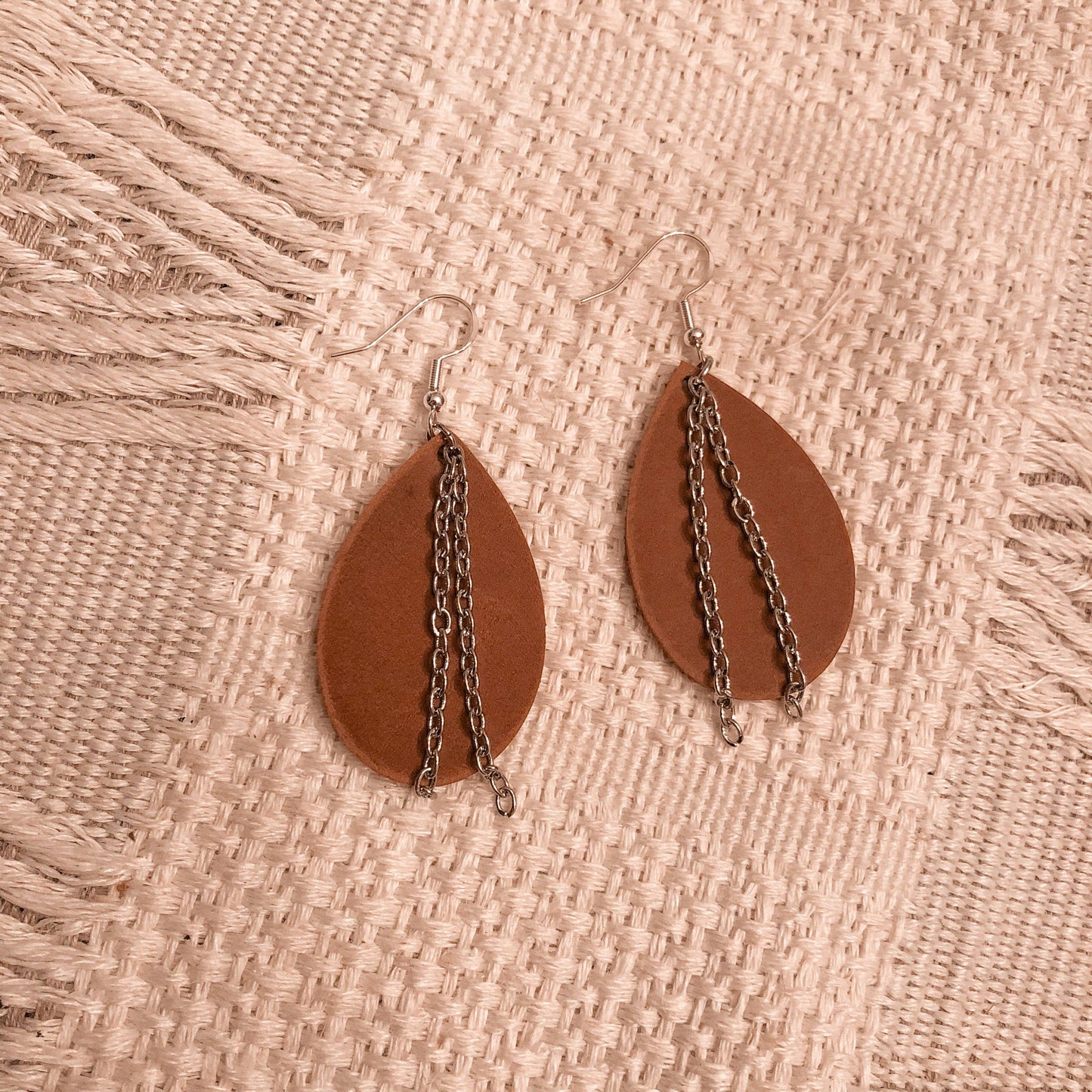 Teardrop Earrings w/ Chain (Small)