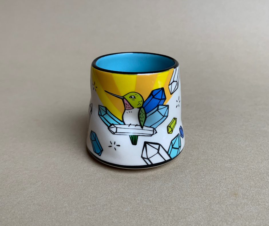 Lucky Hummingbird Cup - Small Ceramic Mug