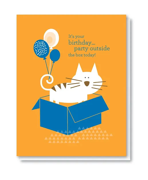 Party Outside the Box Birthday Card by Doodle Bird Design