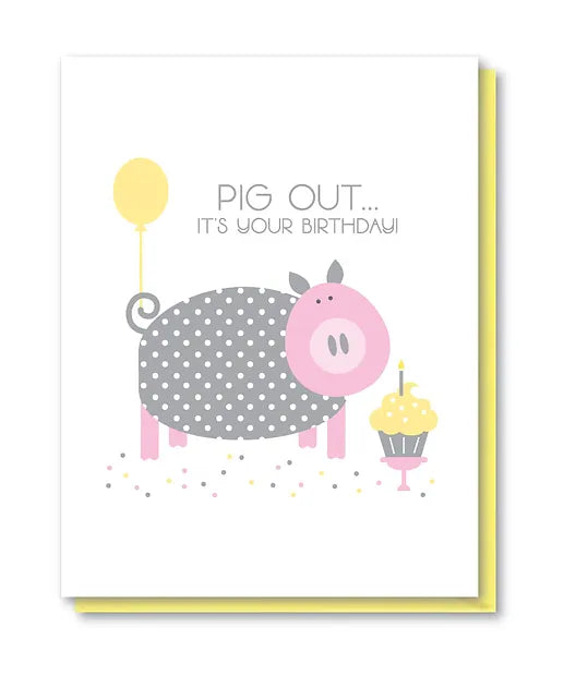 Pig Out Birthday Card by Doodle Bird Design