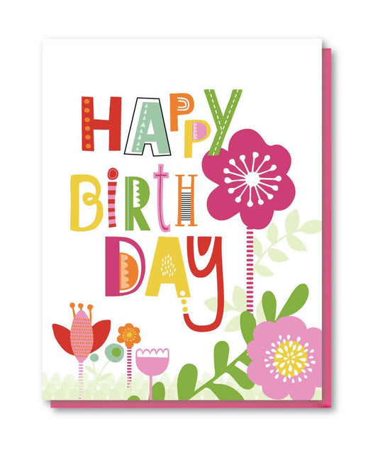 Fun Flowers Birthday Card By Doodle Bird Design