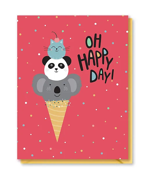 Animal Cone Birthday Card Doodle Bird