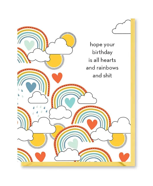 Hearts and Rainbows Birthday Card Doodle Bird