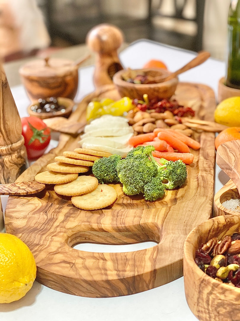 Olive Wood Charcuterie Board 17"-18" - Includes Juice Well