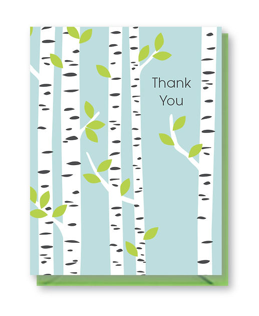 Birch Trees Thank You Card by Doodle Bird Design