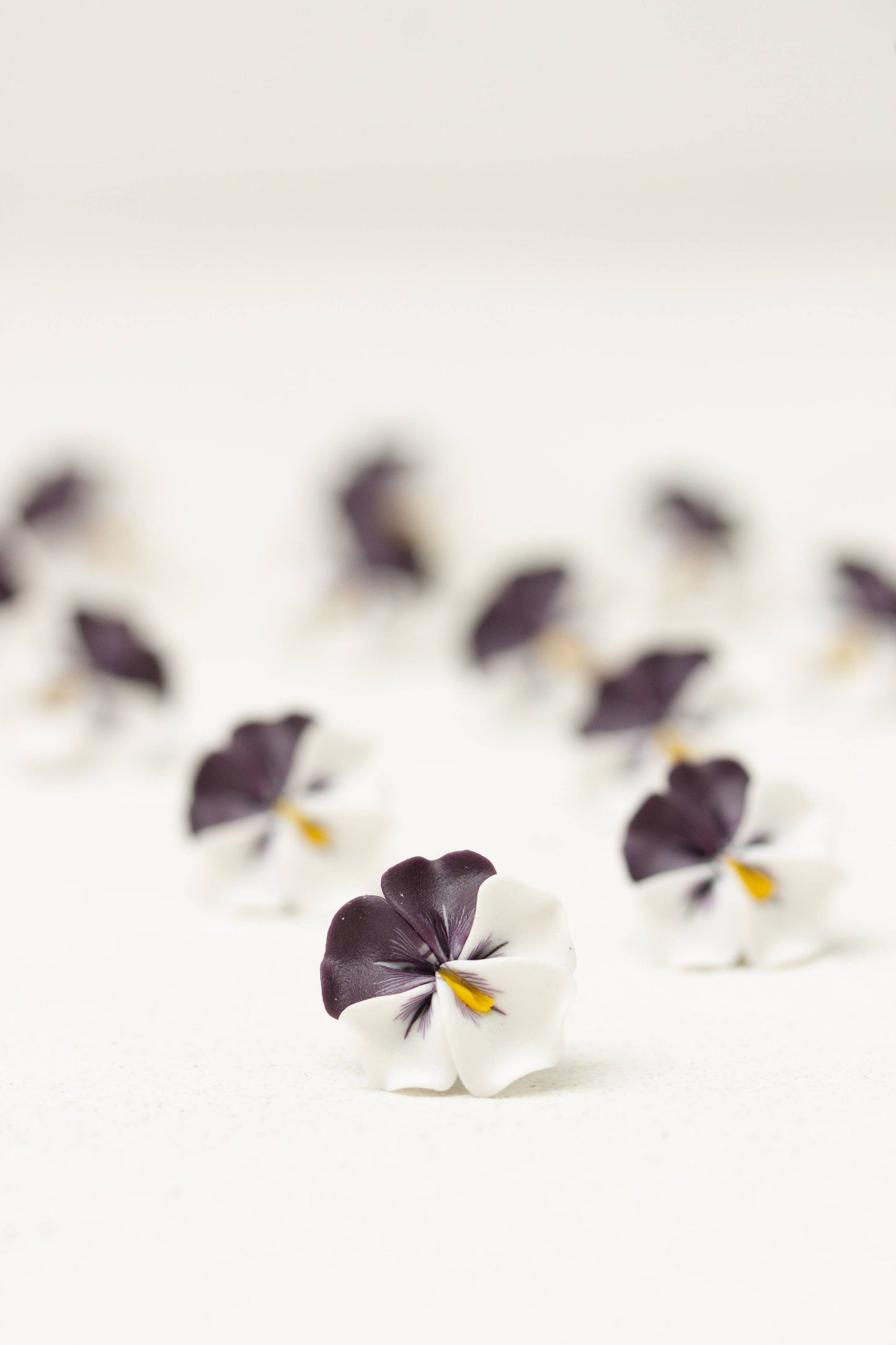 Purple White Pansy Earrings