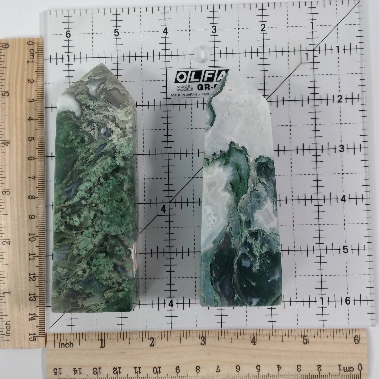 Moss Agate Four-Sided Obelisk Tower – Natural Crystal Tower