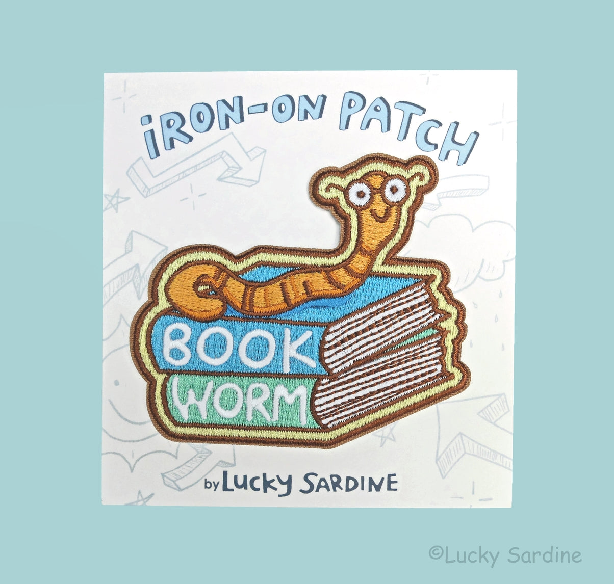 Book Worm Embroidered Iron-on Patch