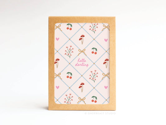 Boxed Set of 10 Hello Darling Coquette Folded Notes