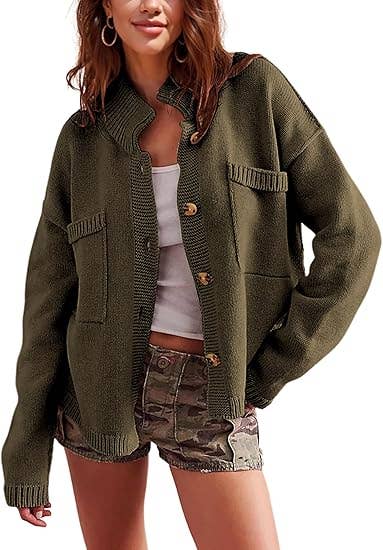 Feel Good Relaxed Fit Slouchy Button Down Knit Cardigan