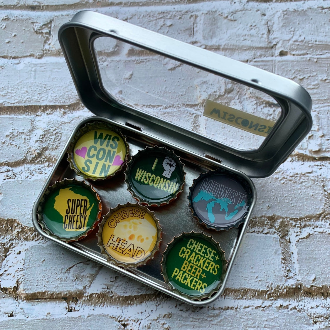 Wisconsin Bottle Cap Magnet Set