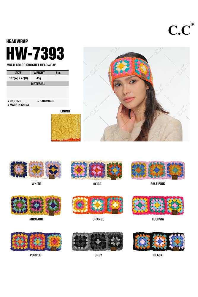C.C Multi Color Crochet Handmade Headwrap