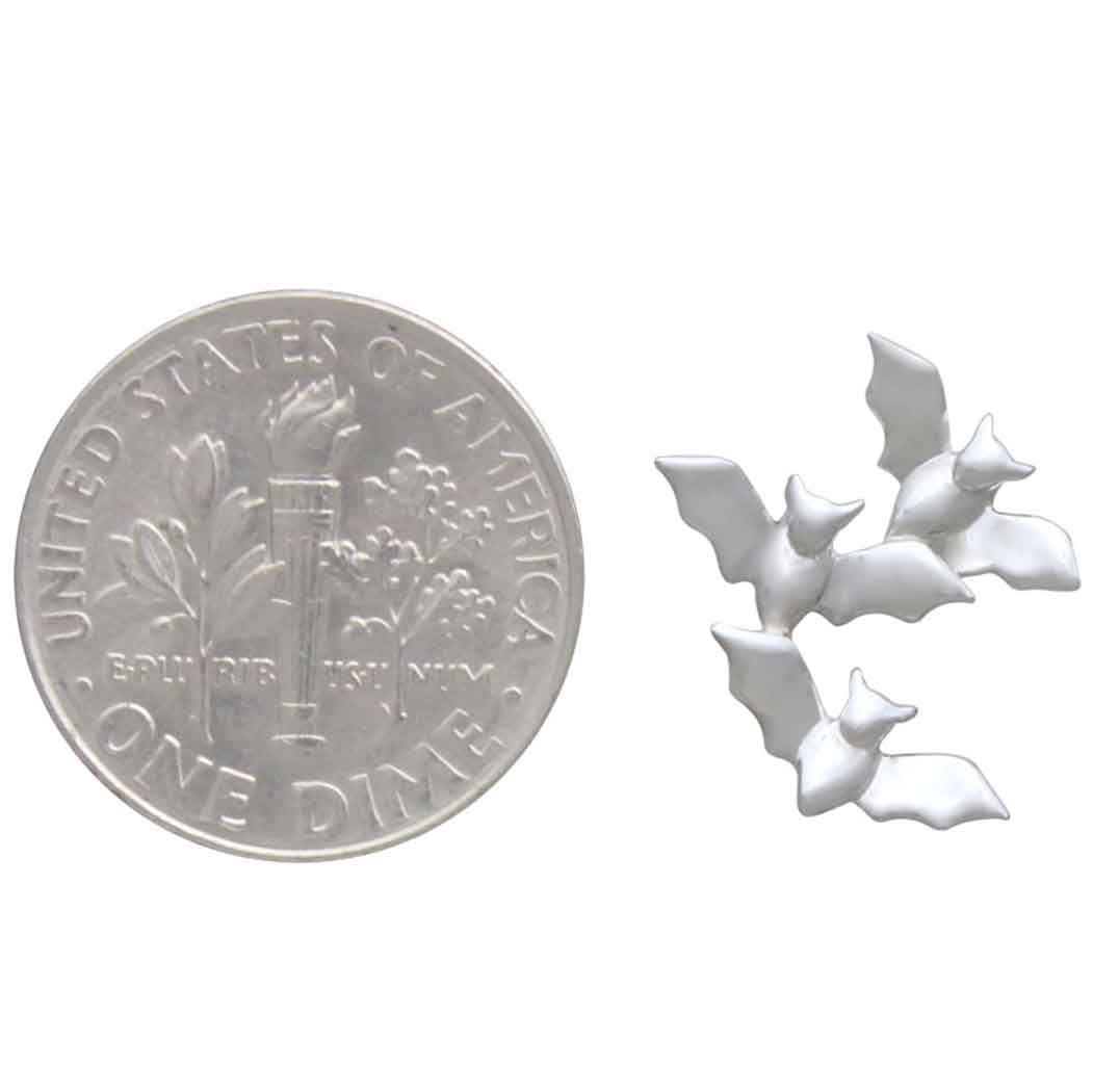 Sterling Silver Bat Cluster Post Earrings 12x13mm