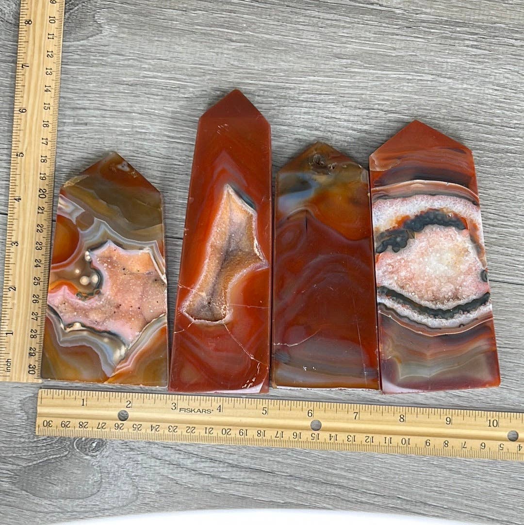 Carnelian Druzy Obelisk Tower - Crystal Energy Point
