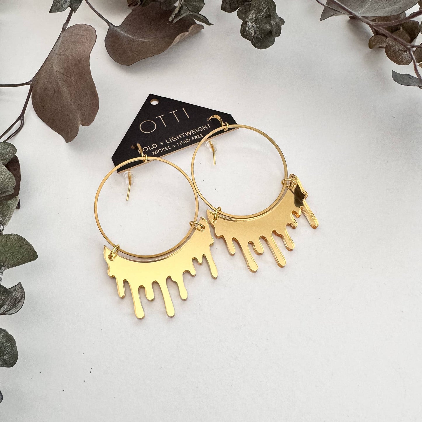 Dripping "Slime" Acrylic Hoop Earrings: Mirrored GOLD