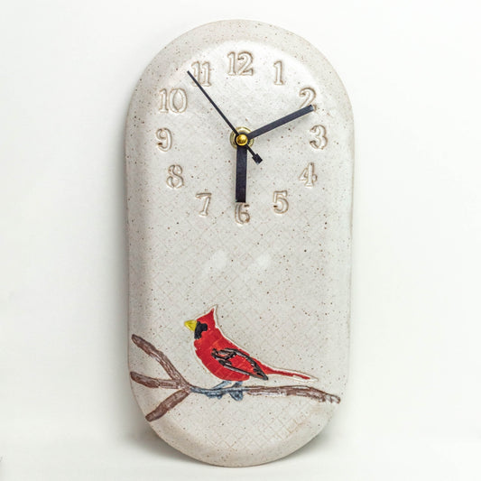 Cardinal White Ceramic Wall Clock Handmade