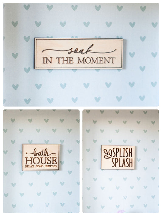 Dollhouse Bathroom Wood Wall Signs