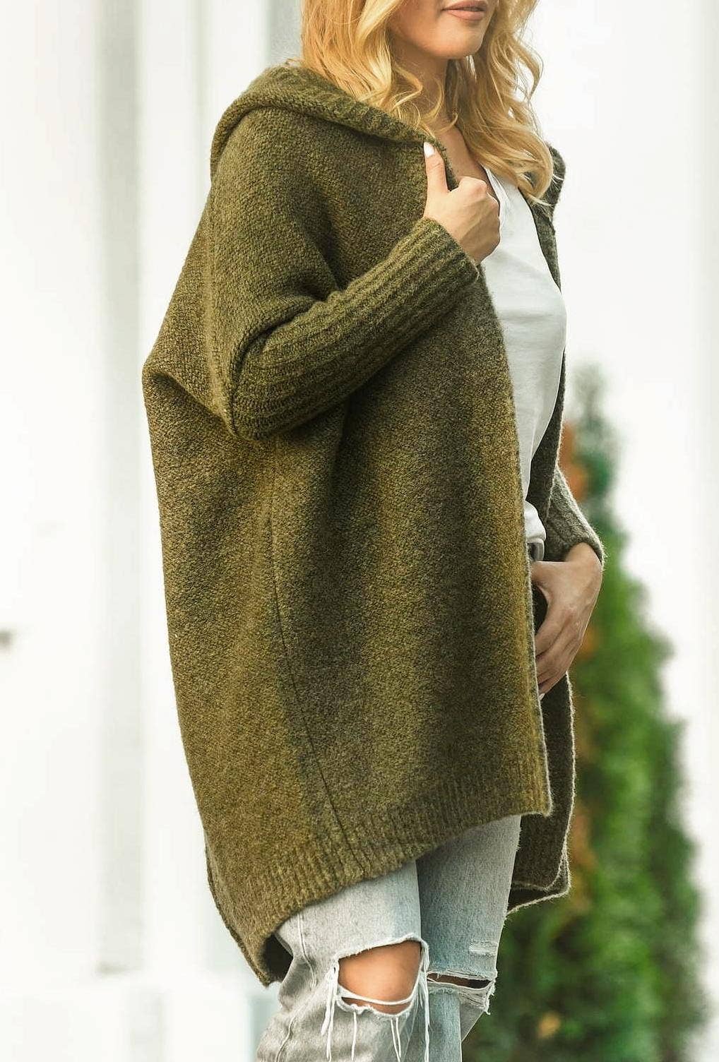 Fall Loose Soft Midi Knit Hooded Cardigan