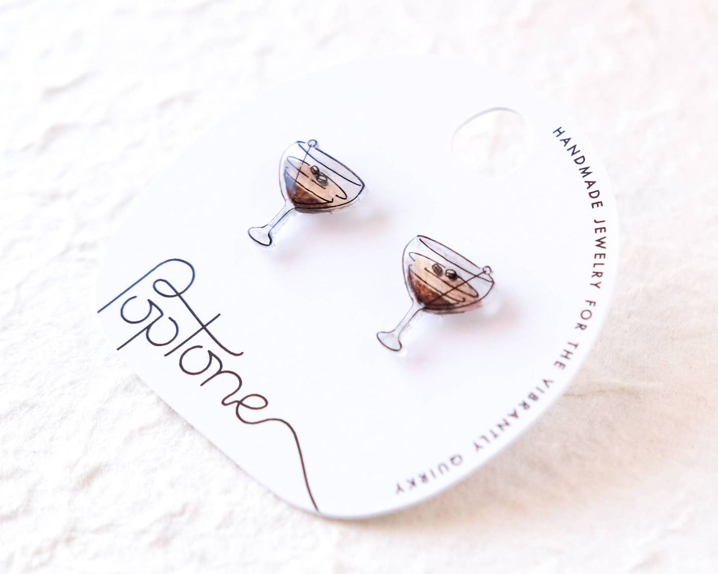 Espresso Martini Stud Earrings – Mini Coffee Cocktail Glass