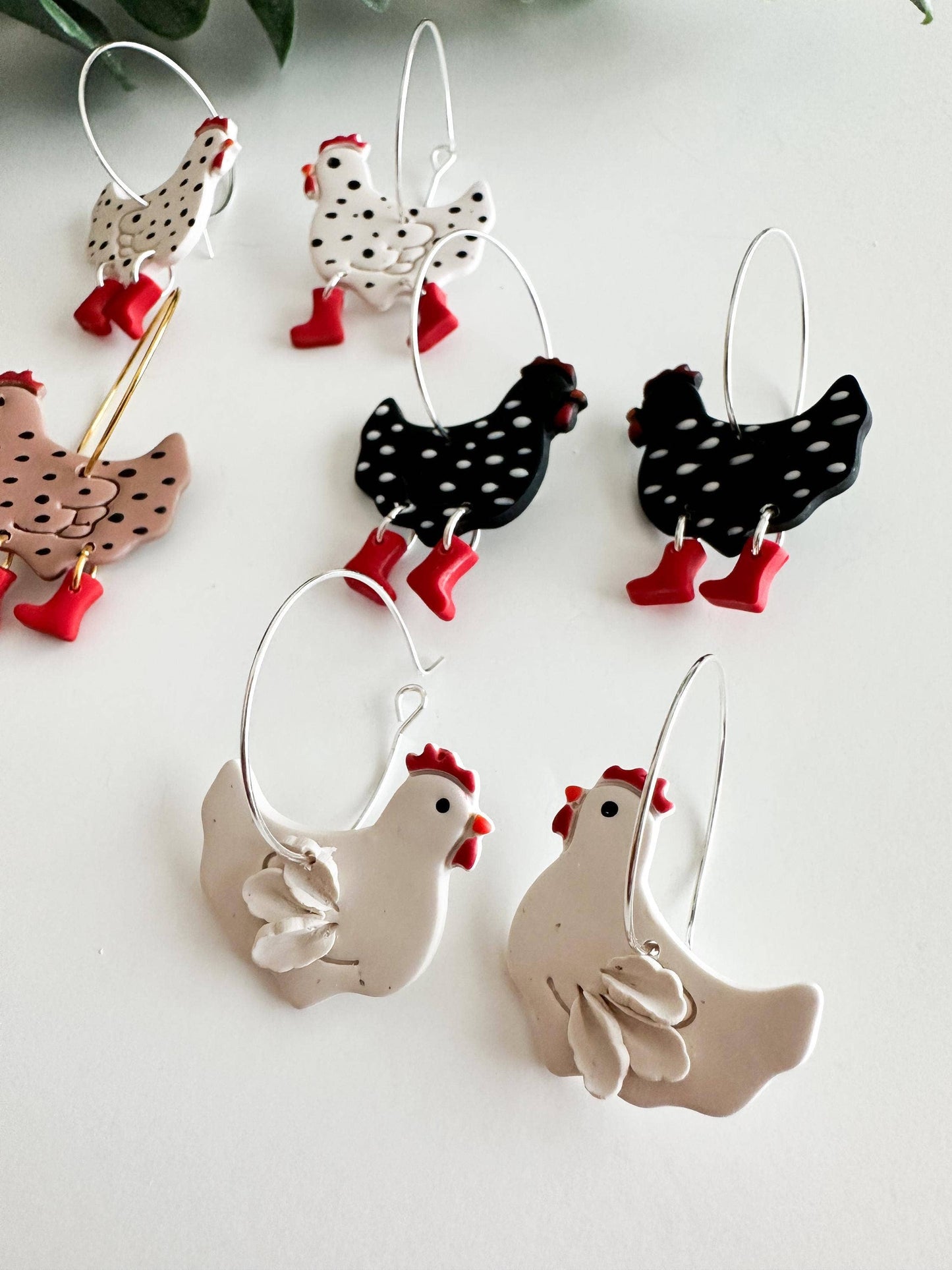 Chicken in Rain Boots Earrings