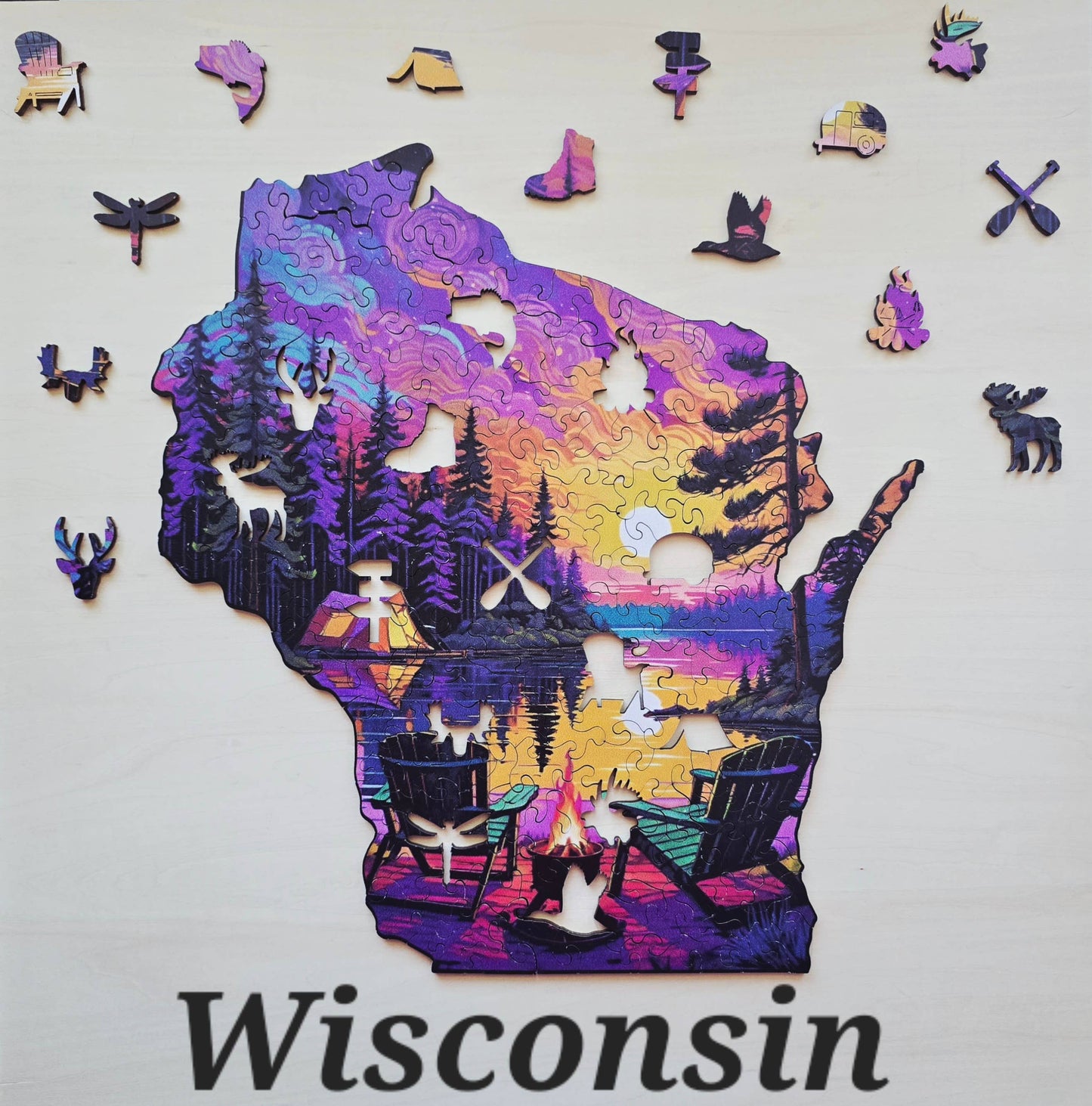 Wisconsin state wooden puzzle