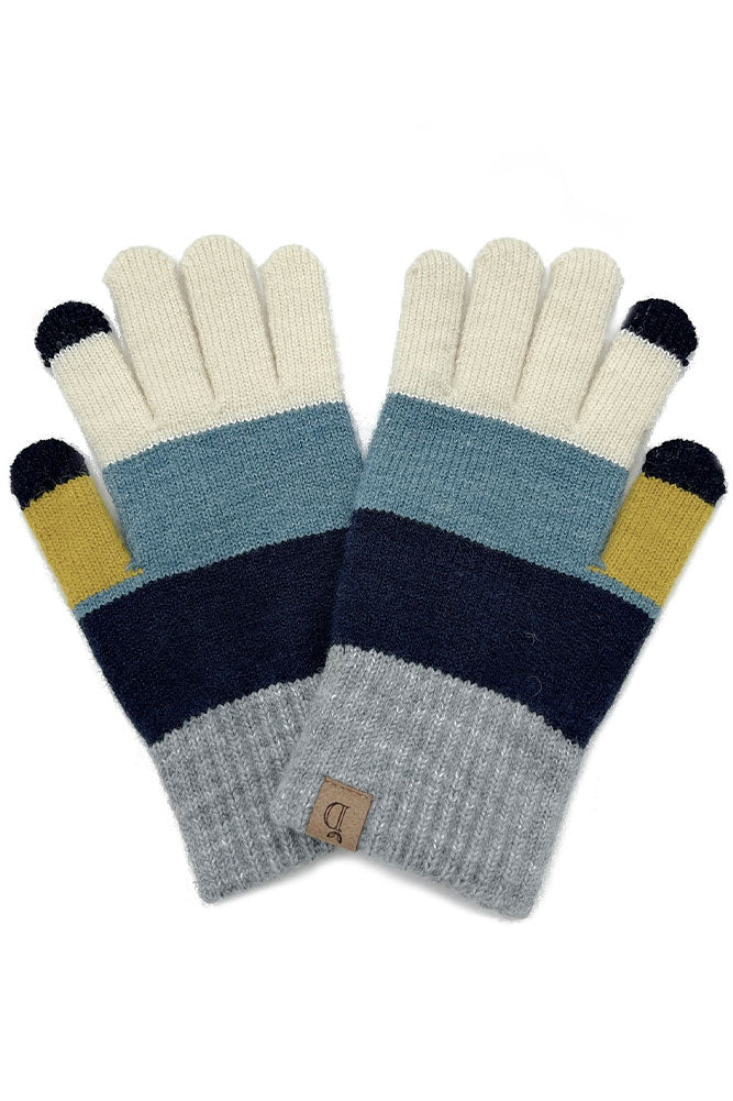 Color Block Knit Touch Gloves