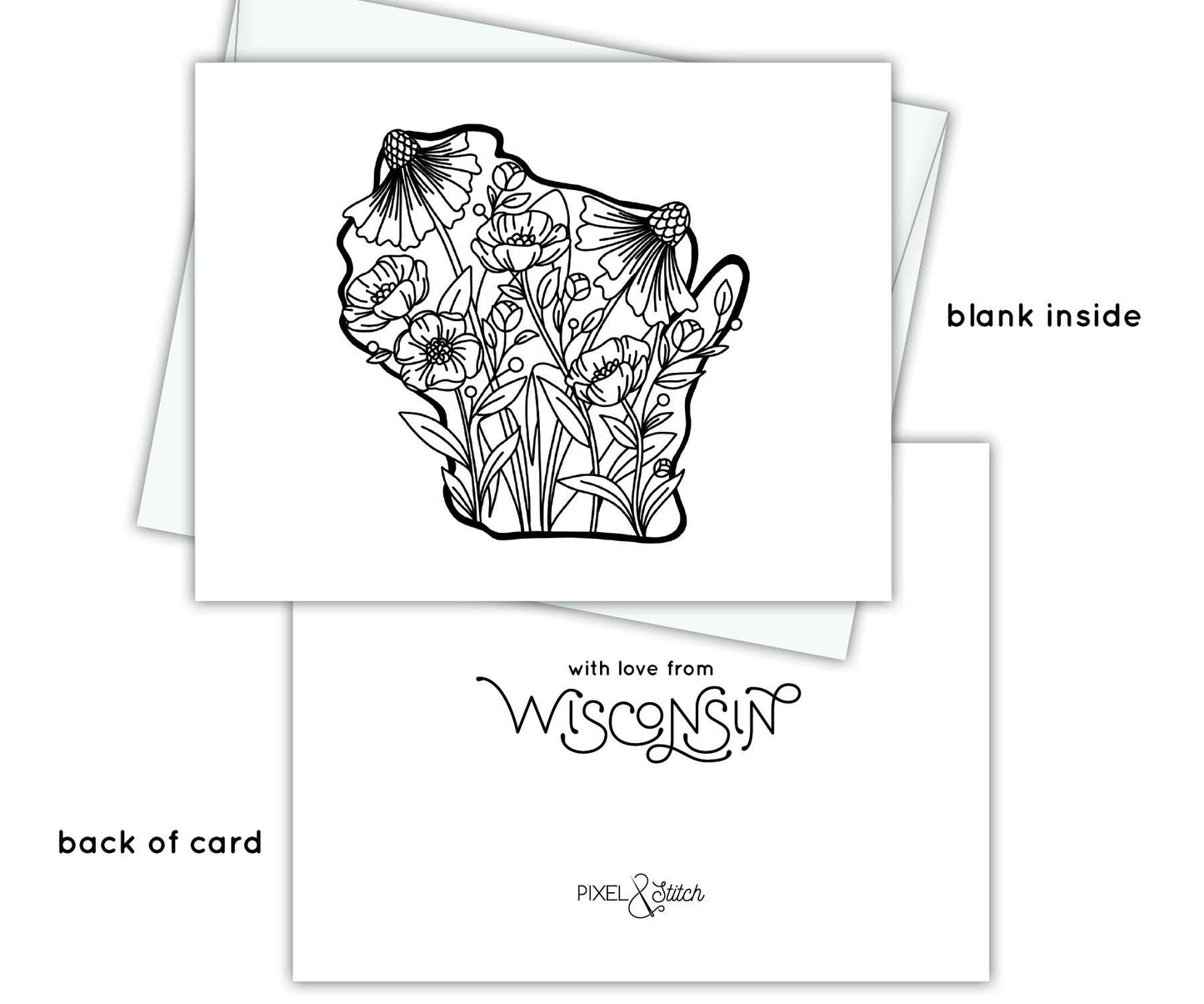 Floral Wisconsin - With Love From Wisconsin A2 Note Card