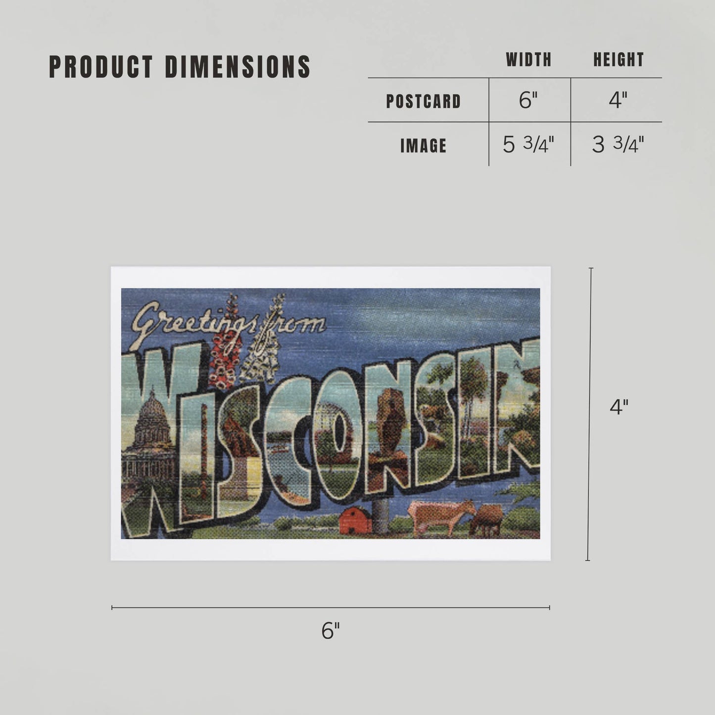 Premium Postcard Greetings from Wisconsin Vintage Halftone