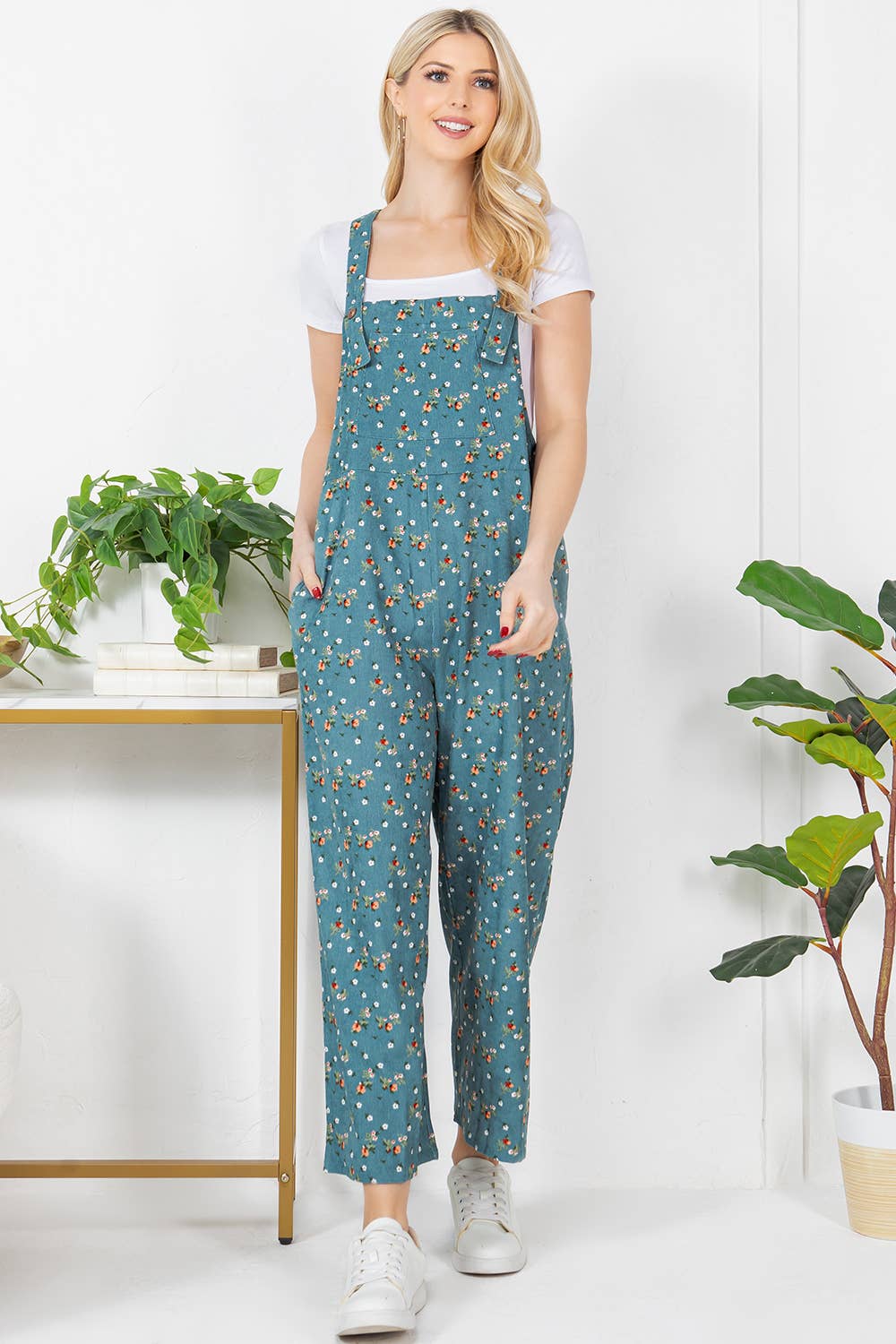 Floral Corduroy Overall