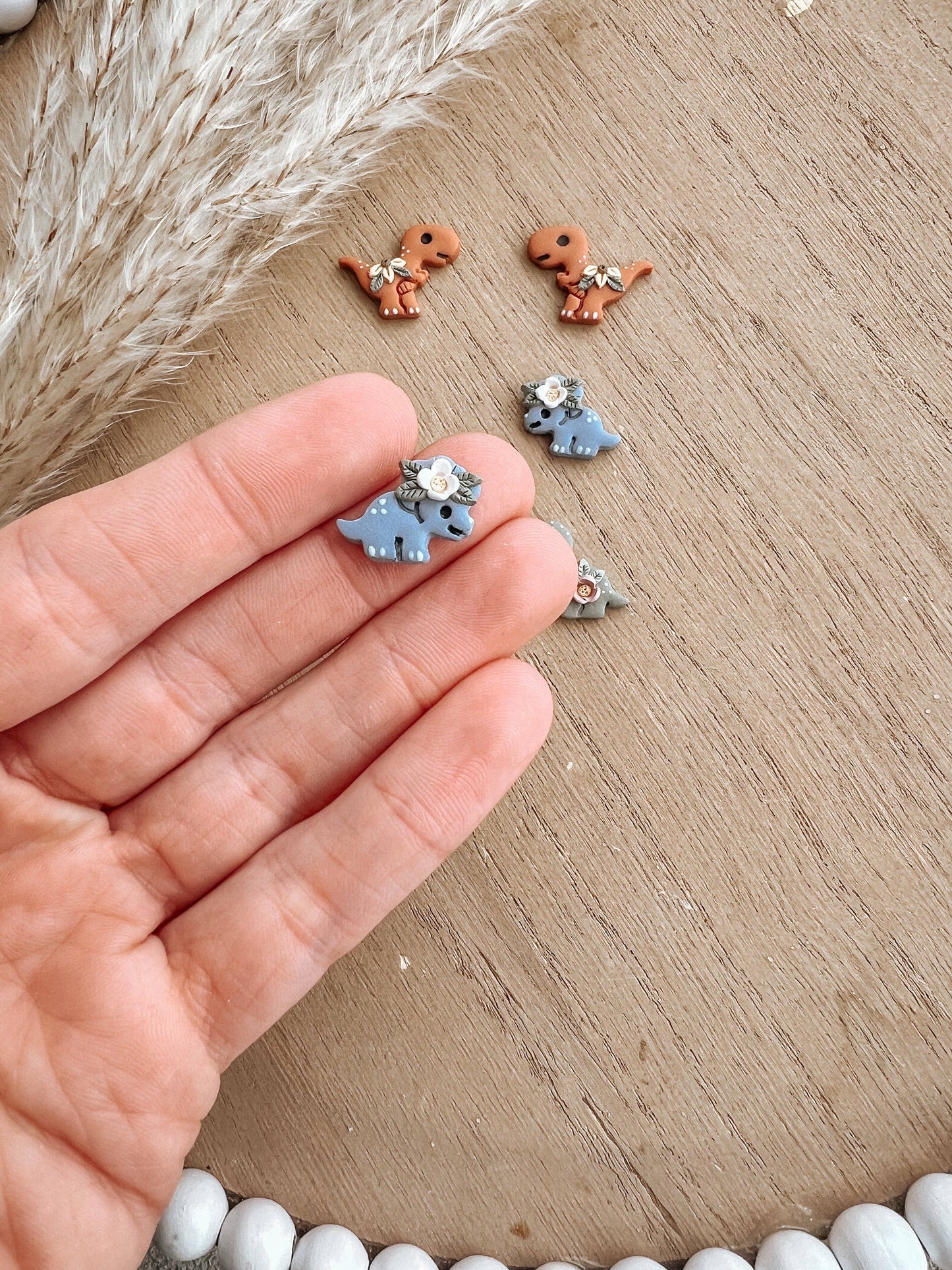 Dinosaur Clay Stud Earrings, Dainty Study Novelty Earrings