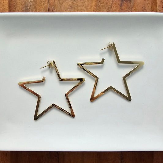 Luxe Star Hoops Gold