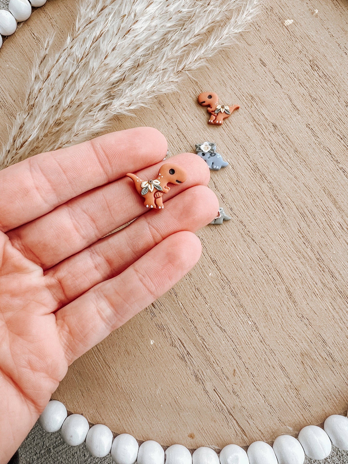 Dinosaur Clay Stud Earrings, Dainty Study Novelty Earrings