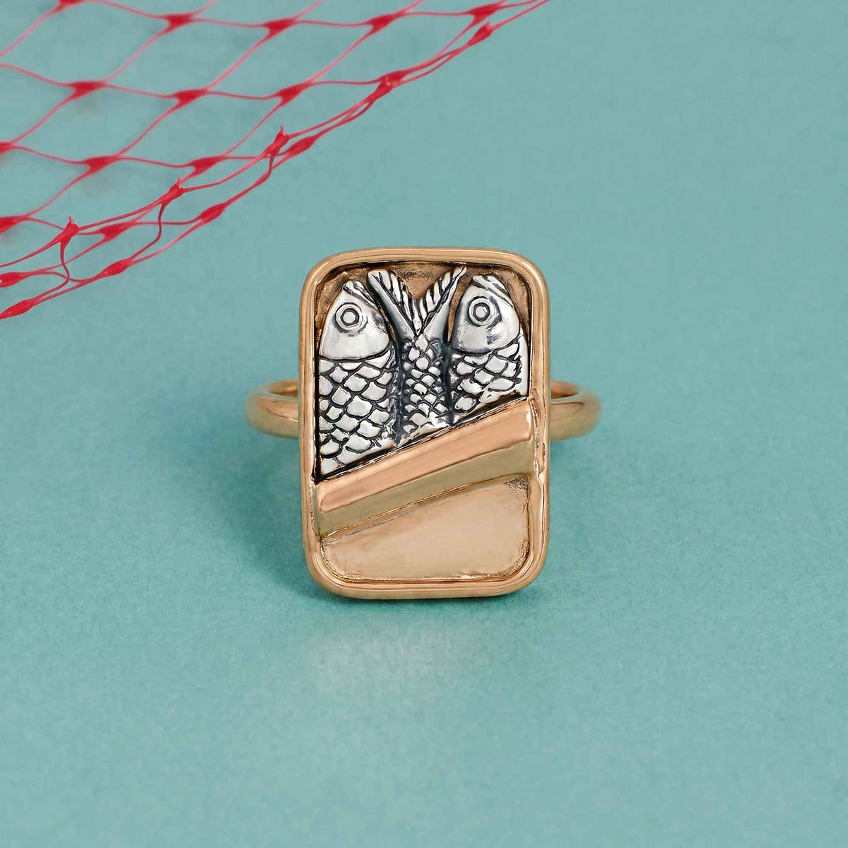 Mixed Metal Sardine Can Ring