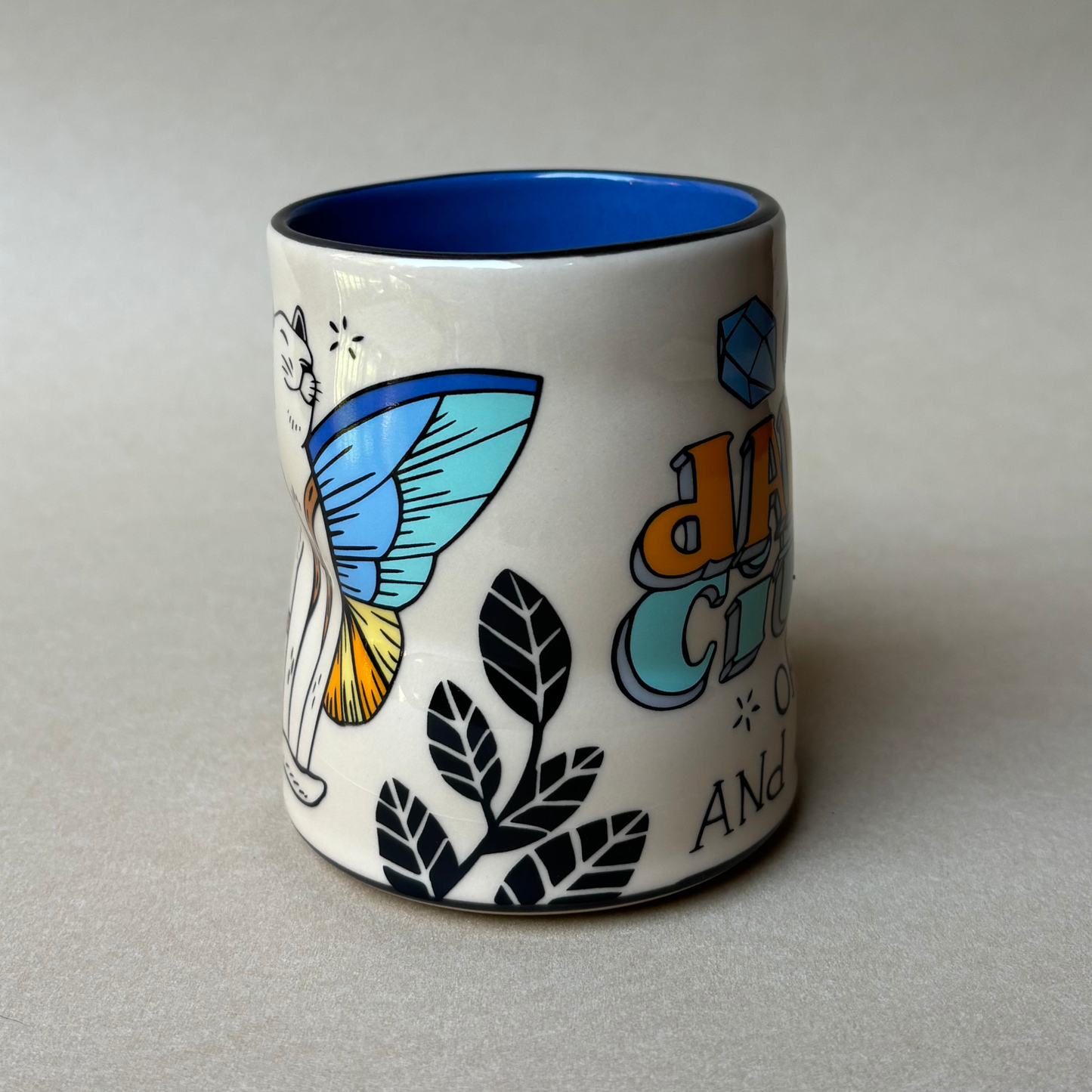 Sun Dappled Cat Spark Cup - Large Ceramic Mug - Inspiration