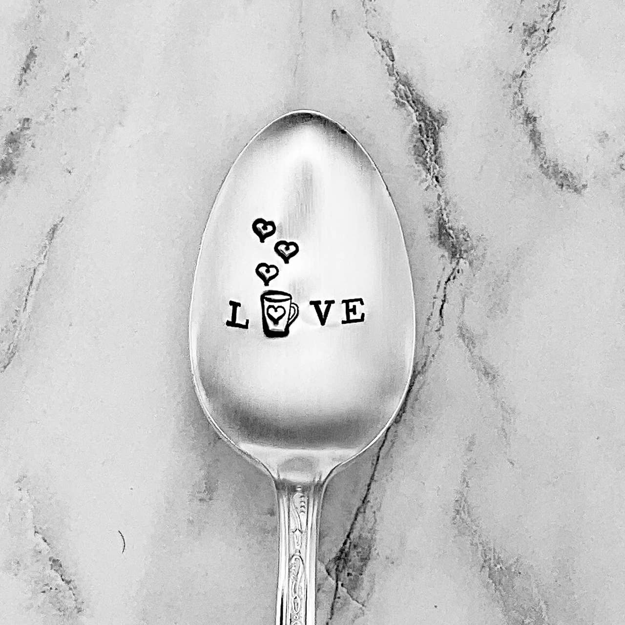 Coffee Love Hand Stamped Vintage Teaspoon