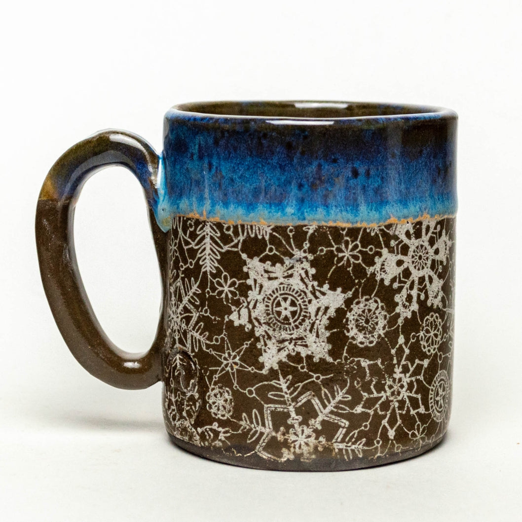 LIMITED Snowflake Chocolate Clay Handmade Ceramic 12oz Mug