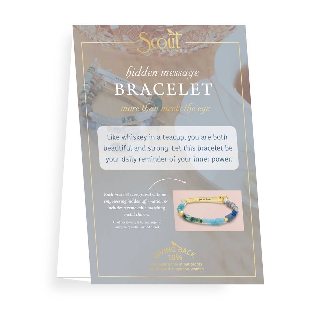 Hidden Message Bracelet - Brave AF/Lapis/Silver
