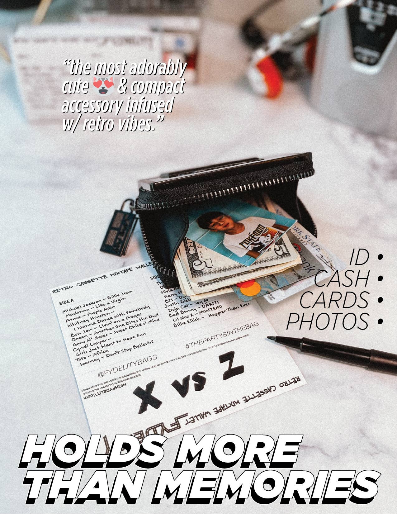 Black 80's Retro Cassette Tape Wallet